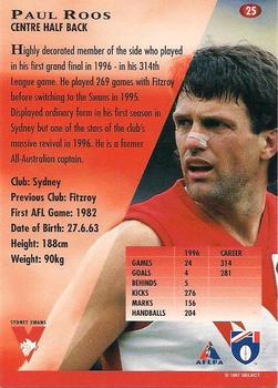 1997 Select AFL Ultimate Series #25 Paul Roos Back